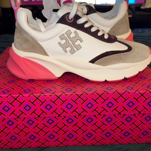 Tory Burch White and Pink Sneakers - Picture 4 of 4
